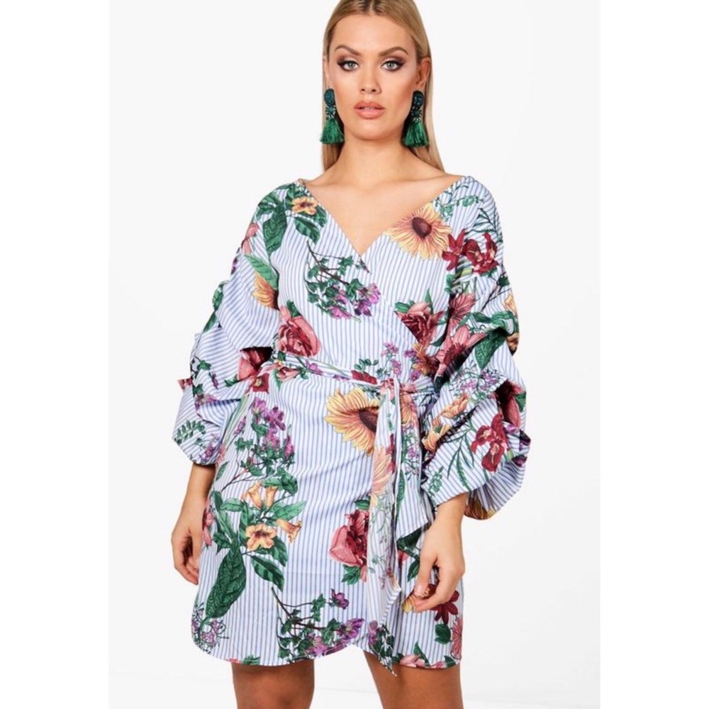 Plus Stripe & Floral Dress